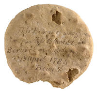Ship's biscuit, presented to a Miss Blackett in 1784, from the collection of National Maritime Museum Greenwich