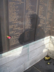 Merchant Navy memorial London Chama panel with poppy